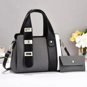 Women’s Retro Handbag Simple Solid Color with Cross Border Stitching Large Capacity Shoulder and Hand Held Texture Bag