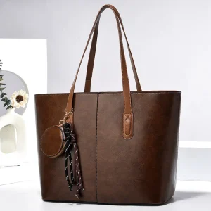 Women’s Simple Fashion PU Hand Shoulder Bag Large Capacity Water Resistant Comfortable for Spring Season for Summer Winter