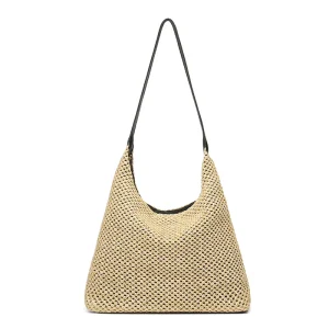 Woven Tote Bag Trendy Stylish Casual Women’s Urban Simplicity with Large Capacity Underarm Zipper Closure Polyester Lining