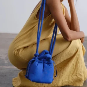 XRZ Niche Down padded Mini Square Tote Bag Klein Blue Soft Fluffy Shoulder Mini Purse Puffer Bags for Women