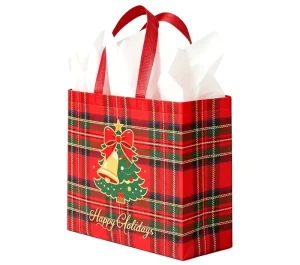 YANGTE 2 Pack 13″ Large Reusable Non-Woven Christmas Gift Bags Hand Length Handles for Holiday Wrapping Craft Use Party Favors