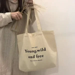 new design large shopping shoulder bags cotton student girl women’s custom bear canvas tote bag