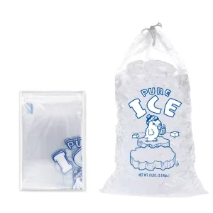 10 Lbs Disposable Clear PE Drawstring Food Grade Plastic Ice Packing Bag Coffee Use
