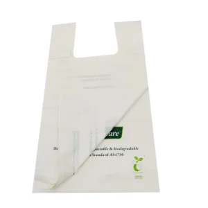 100% Compostable Cornstarch Supermarket T shirt Bags Biodegradable Eco Friendly Shopping Carry Bags Custom Logo