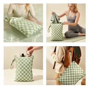 100% Waterproof Reusable Polyester Wet Dry Bag Washable Zippered Pockets Handle For Swimsuits Dirty Clothes Beach Travel Wetbag