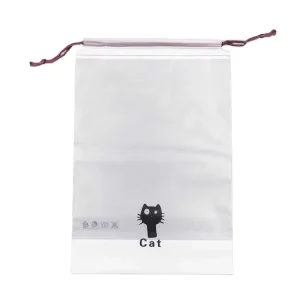10pcs Frosted PE Drawstring Bag Cartoon Bear Drawstring Travel Shoe Bag Washcloth Towel Storage Plastic