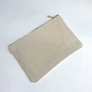 12 Oz Custom Logo Printing Canvas Zipper Travel Cosmetic Pencil Case Packing Pouch Natural Cotton Canvas Makeup Bag