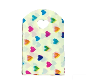 13 x 21 cm (5.1 x 8.3 in) Colorful Heart Pattern Plastic Gift Bags Cute Valentine’s Day Party Favor Bags for Kids Candy