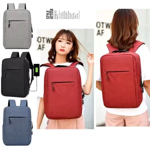 15.6 Inch Gray Nylon Student Laptop Backpack Custom Logo Durable Business Travel Waterproof Oxford School Bag Simple