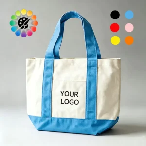 16oz Color Block Cotton Canvas Tote Bag with Top Handle Customizable Logo Size and Color Reusable Shopping Carry Tote