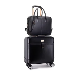 2 Piece Travel Leather Luggage Sets Business Classics PVC Fixed Password Lock Waterproof Large Capacity