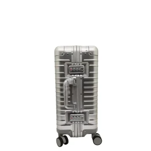 20 Inch Aluminum Spinner Suitcase with Aluminium Frame Hard Shell Anti Theft & Waterproof Features Silver Travel Bag