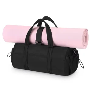20L Gym Duffel Bag for Women Medium Sports Tote Yoga Mat Strap Wet Pocket Water-Resistant Adjustable Shoulder Black
