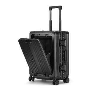 24 Inch Fashionable Luggage Suitcase Set Dual Opening Trolley Case Front Open Full Aluminum 4 Wheel Spinner TSA Waterproof