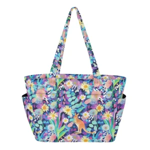 25L Floral Design Quilted Polyester Weekender Bag Carry on Bag Overnight Tote Travel Women Tote Bag Handbags