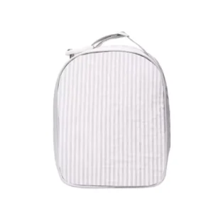 25pcs GA Warehouse Grey Stripes Seersucker Lunch Box Family Portable Cooler Bag Insulated Food Bag for Daily Outdoor Picnic