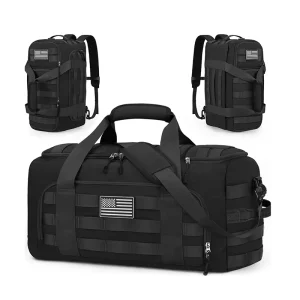 3 in 1 Tactical Duffle Backpack Workout Gym Bag for Football Weekender Overnight Carry On Travel Backpack