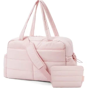 31L Women’s Gym Bag with Shoe Compartment & Wet Pocket Lightweight Puffer Travel Duffel Bag for Sports Travel Gym