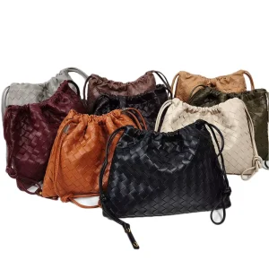 3217 Custom Modern Design Burgundy Vintage Handmade Cloud Braided Bag Hobo Vegan Leather Bags Woven Leather Women Shoulder Bags