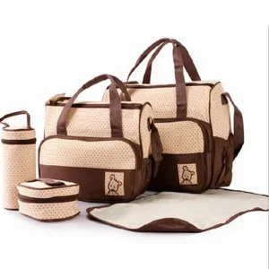 5 in 1 Multifunction Big Capacity Mom Baby Hand Bag Nappy Diaper Bag Set With Changing Pad