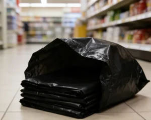 55 Gallon 36″x58″ 1.5Mil Heavy Duty Square Bottom PE Embossed Black HuaLong Brand Disposable Restaurant Family Trash Bag