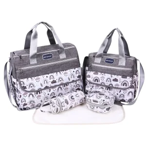 5PCS SET Quilted Diaper Bag Backpack Large Capacity Maternity Hospital Bag Lightweight Oxford Nappy Backpack Travel Baby Bag