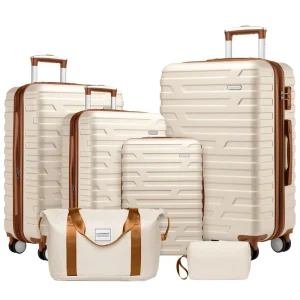 6 Piece ABS Travel Luggage Set 7/12/16/20/24/28 Inch Fashionable Bags Durable Exclusive Design Woman’s Beauty