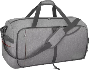 60L Foldable Travel Duffel Bag Sport Style Weekender with Shoes Compartment and Zipper Closure for Men Women Polyester Lining