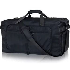 65L Foldable Travel Duffle Bag Custom Logo Water Repellent Sports Gym Duffel Bag with Separate Shoes Compartment