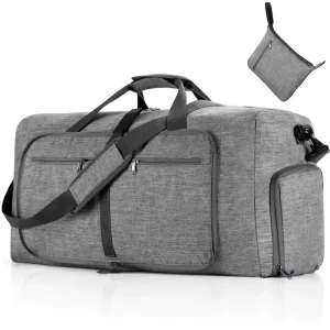 65L Large Capacity Foldable Portable Travel Sports Gym Duffle Bag Custom Logo Fashionable Zipper Closure