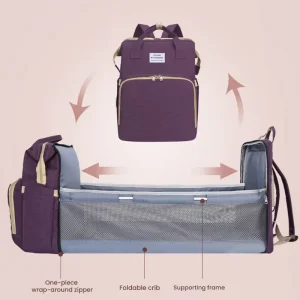 7 In1 Folding Wet Tote Nappy Mommy Bag Waterproof Baby Portable Insular Folding Baby Diaper Bag and Bed with Mosquito Net