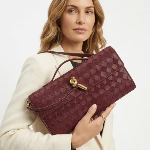 7203 G Premium Sustainable Genuine Leather Cowhide Cashmere Mix Woven Professional Handmade Woven Vintage Wallet East West Bag