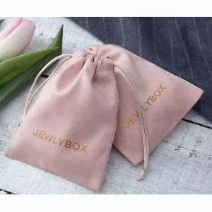 8*10cm Chic Wedding Favor Pink Flannel Cosmetic Bags Custom Drawstring Jewelry Packaging Pouches for Weddings and Events