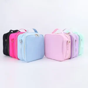 8 Colors Waterproof Nylon Zipper Lunch Box DIY Custom Embroidery Logo Portable School Kids Children Cooler Insulated Lunch Bags