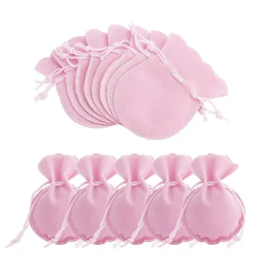 9*7cm Pink Velvet Fabric Jewelry Drawstring Packing Bag for Treasure Storage and Display