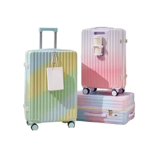 ABS Hard Travel Spinner Suitcase with USB Port and Cup Holder