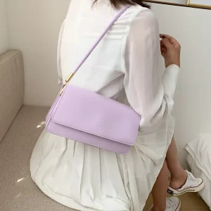 ALL0103 Trendy Luxury Waterproof PU Messenger Bag Fashionable Portable Crossbody Lightweight 1-1.9L Flap Closure