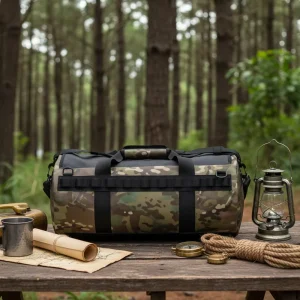 Adults Carry Bag PVC Camouflage Duffel Bag 4L Large Capacity Waterproof Zipper Closure Adjustable Strap Sports Travel