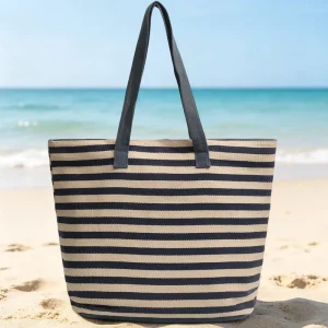 Aesthetic Large Capacity Shoulder Beach Carryall Bag with Zipper for Personalized City Name Souvenir and Tourism Retail Shop
