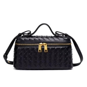 All Seasons Fashionable PU Cute Square Handmade Woven Single Zipper Portable 2L Mini Crossbody Shoulder Women Bag