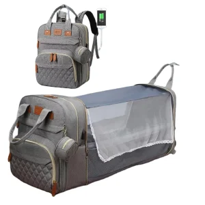 America Market Multifunctional Backpack Travel Bag with Crib Diaper Backpack Stroller Nappy Bag