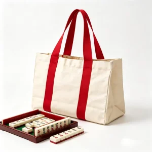 American Canvas Mahjong Rack Tiles Bag Durable Large Carrying Travel Bag Pool Tote Storage Square Bag for Beginner