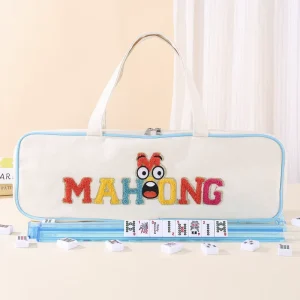 American Mahjong Storage Bag Canvas Large Capacity Portable Multi Function Cartoon Cosmetic Bag