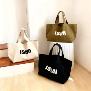 American Retro 12 16oz Heavy Duty Cotton Canvas Tote Bag Eco Reusable Custom Logo Printed Zipper Closure Large Big Shopping Bag