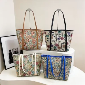 BETTY LUORI New Fashionable Large Capacity Canvas Tote Shoulder Bag Single Strap Women’s Casual Versatile Ethnic Zipper