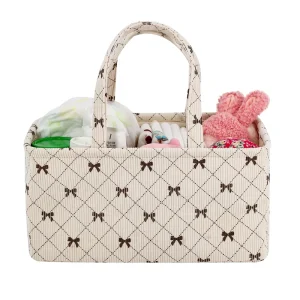 Baby Caddy Nursery Organizer Corduroy Diaper Basket for Newborn