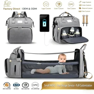 Baby Diapers Bag Bed Refill Backpack Oxford Material Anti Theft Water Resistant USB Charging Portable Bassinet Stroller Ready