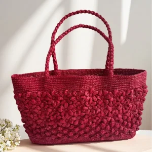 Beach Bag Japanese Korean Style Raffia Woven Women’s Summer Big Size Open Top Shoulder Hand Held Trendy Seaside Vacation