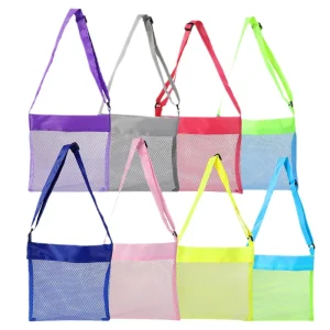 Beach Bag Kids Beach Sand Seashell Collecting Mesh Bag Personalized Accessory Custom Kids Beach Bag