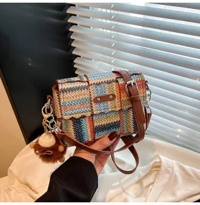Beach Bag Summer Crossbody Purse Niche Designer Tote Vacation Rattan Shoulder Bag for Women